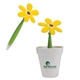 a white-buttercup potted pen w / recycled plastic cup and flower pen