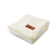 aerial view a cream leeman cable knit sherpa throw, image 1 of 6