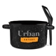 aerial view a black campfire 20 oz ceramic soup bowl with spoon, image 1 of 6
