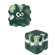 aerial view a dark green swirl push pop bubble cube fidget sensory toy, image 1 of 4