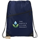 aerial view a navy robin rpet drawstring bag, image 1 of 2