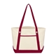 aerial view a natural with maroon trim medium cotton canvas set sail boat tote, image 1 of 2