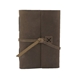 aerial view a distressed brown leather leather & black linen accent linen accent cooper large journal, image 1 of 2