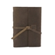 aerial view a distressed brown leather leather & gray linen accent linen accent cooper large journal, image 1 of 2
