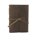 aerial view a distressed brown leather leather & light rust linen accent linen accent cooper large journal, image 1 of 2
