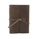 aerial view a distressed brown leather leather & fuchsia linen accent linen accent cooper large journal, image 1 of 2