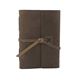 aerial view a distressed brown leather leather & royal blue linen accent linen accent cooper large journal, image 1 of 2