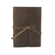 aerial view a distressed brown leather leather & turquoise linen accent linen accent cooper large journal, image 1 of 2