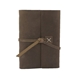 aerial view a distressed brown leather leather & white linen accent linen accent cooper large journal, image 1 of 2
