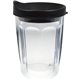 a black/clear 14 oz thermal dual walled travel tumbler - embroidered emblem