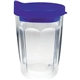 a royal/clear 14 oz thermal dual walled travel tumbler - embroidered emblem
