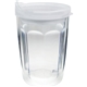 a natural/clear 14 oz thermal dual walled travel tumbler - embroidered emblem