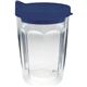 a navy/clear 14 oz thermal dual walled travel tumbler - embroidered emblem