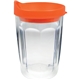 a orange/clear 14 oz thermal dual walled travel tumbler - embroidered emblem