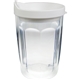 a white/clear 14 oz thermal dual walled travel tumbler - embroidered emblem
