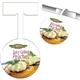 a white 4 plastic round shelf talker