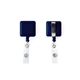 aerial view a navy blue 4- color process square plastic badge reel, image 1 of 2