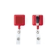 aerial view a red 4- color process square plastic badge reel, image 1 of 2