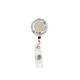 aerial view a silver metal badge reel w / back clip, image 1 of 2