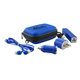 a blue handy tech travel kit