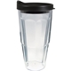a black 24 oz thermal dual walled travel tumbler - white printed insert