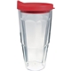 a crimson 24 oz thermal dual walled travel tumbler - white printed insert