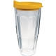 a goldenrod 24 oz thermal dual walled travel tumbler - white printed insert