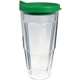 a green 24 oz thermal dual walled travel tumbler - white printed insert