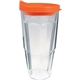 a orange 24 oz thermal dual walled travel tumbler - white printed insert