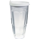 a white 24 oz thermal dual walled travel tumbler - white printed insert