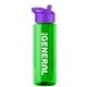 a transparent green bottle & violet lid the guzzler - 32 oz transparent bottle with flip straw lid