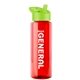 a transparent red bottle & lime green lid the guzzler - 32 oz transparent bottle with flip straw lid