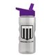 a clear bottle & violet lid mini mountain 22 oz tritan(tm) sports bottle with flip straw lid