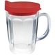 a crimson 14 oz thermal dual walled travel mug - embroidered emblem