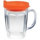a orange 14 oz thermal dual walled travel mug - embroidered emblem