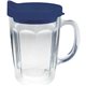 a navy 14 oz thermal dual walled travel mug - embroidered emblem