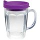 a purple 14 oz thermal dual walled travel mug - embroidered emblem