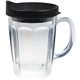 a black 14 oz thermal dual walled travel mug - embroidered emblem