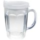 a natural 14 oz thermal dual walled travel mug - embroidered emblem