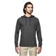 aerial view a charcoal/black econscious unisex eco blend long - sleeve pullover hooded t - shirt - colors, image 1 of 3