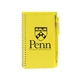 a yellow plastic cover notebook pen