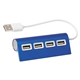 aerial view a blue 4- port aluminum wave usb hub, image 1 of 2