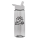 aerial view a clear bottle & white lid 26 oz flair tritan water bottle with flip straw lid, image 1 of 3