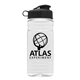 aerial view a clear bottle & black lid groove 20 oz tritan(tm) sports bottle with flip lid, image 1 of 2