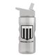 a clear bottle & white lid mini mountain 22 oz tritan(tm) sports bottle with flip straw lid