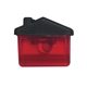 aerial view a translucent red with black grip house shape clip, image 1 of 2