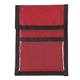 aerial view a red with black cord and trim nylon neck wallet, image 1 of 6