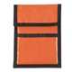 aerial view a orange with black cord and trim nylon neck wallet, image 1 of 2