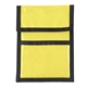 aerial view a yellow with black cord and trim nylon neck wallet, image 1 of 2
