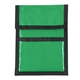 aerial view a kelly green with black cord and trim nylon neck wallet, image 1 of 2